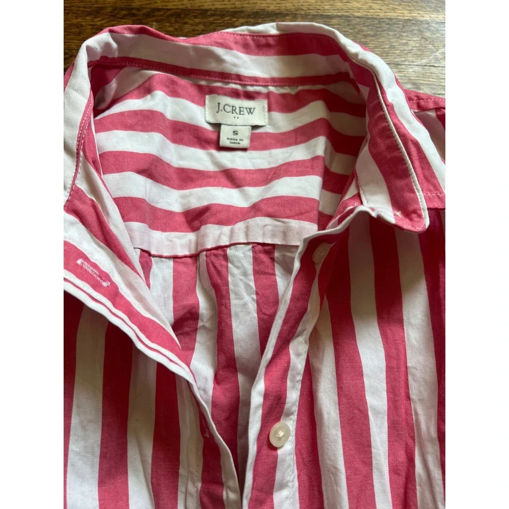J.Crew Womens Pink White Striped Sleeveless Button Down Shirt Small Cotton Blend